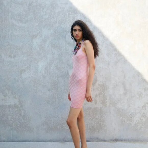 Zara Diamond Pattern Knit Dress L - Picture 3 of 10